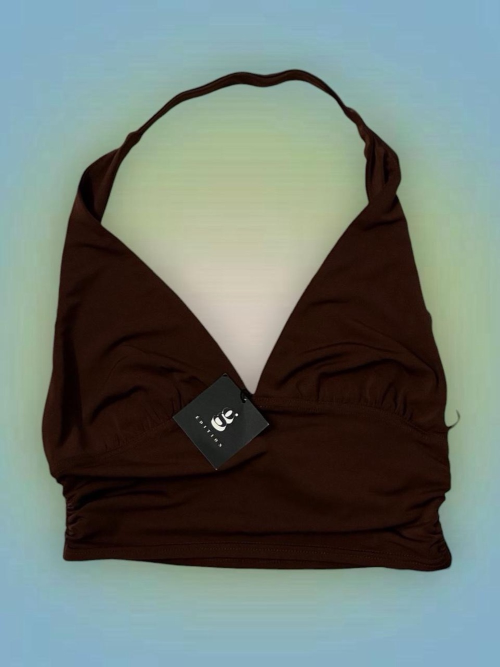 Garage Chocolate Brown Halter Crop Top